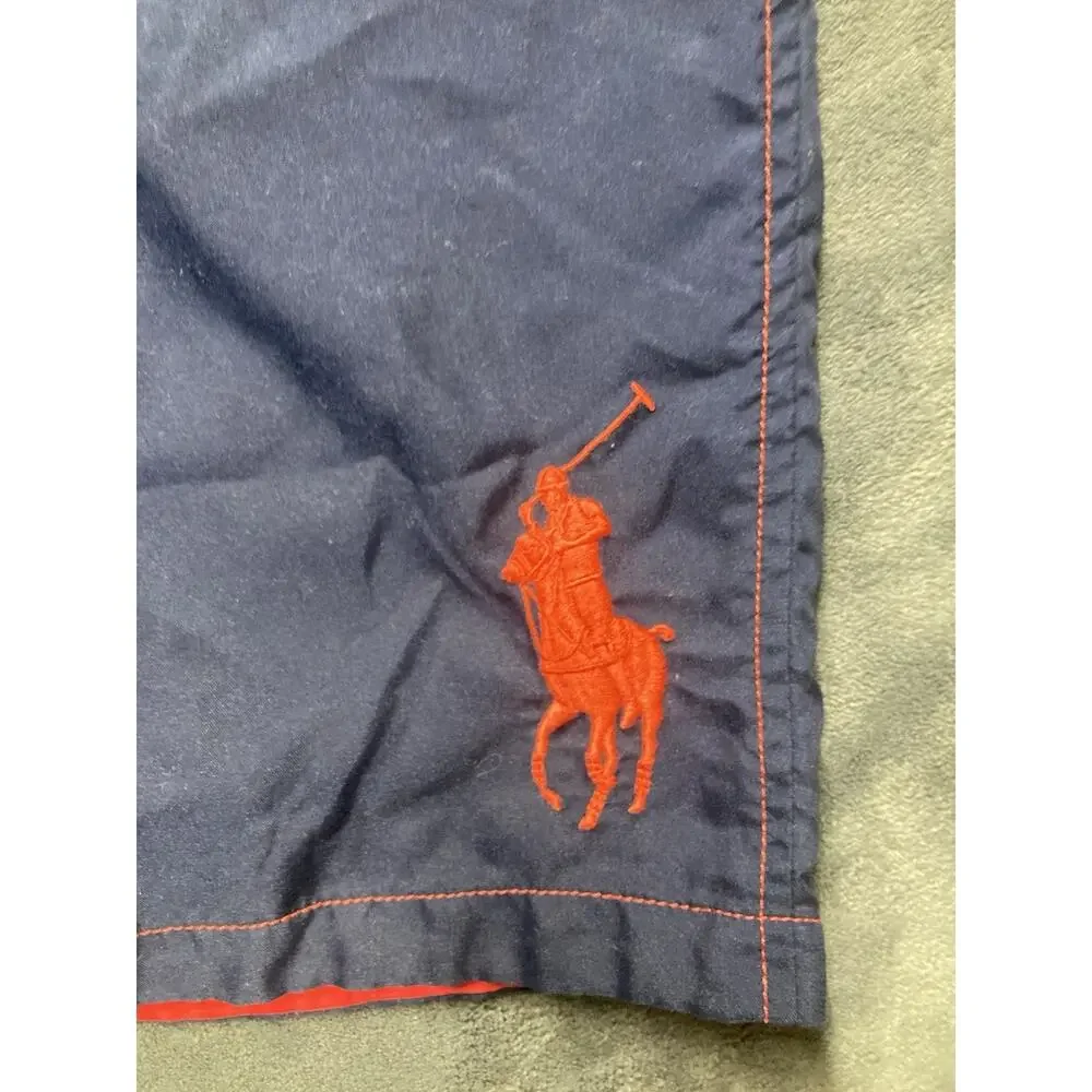 Polo Ralph Lauren Boys L(14-16) Blue Red Big Pony Swim Trunks Board Shorts Lined